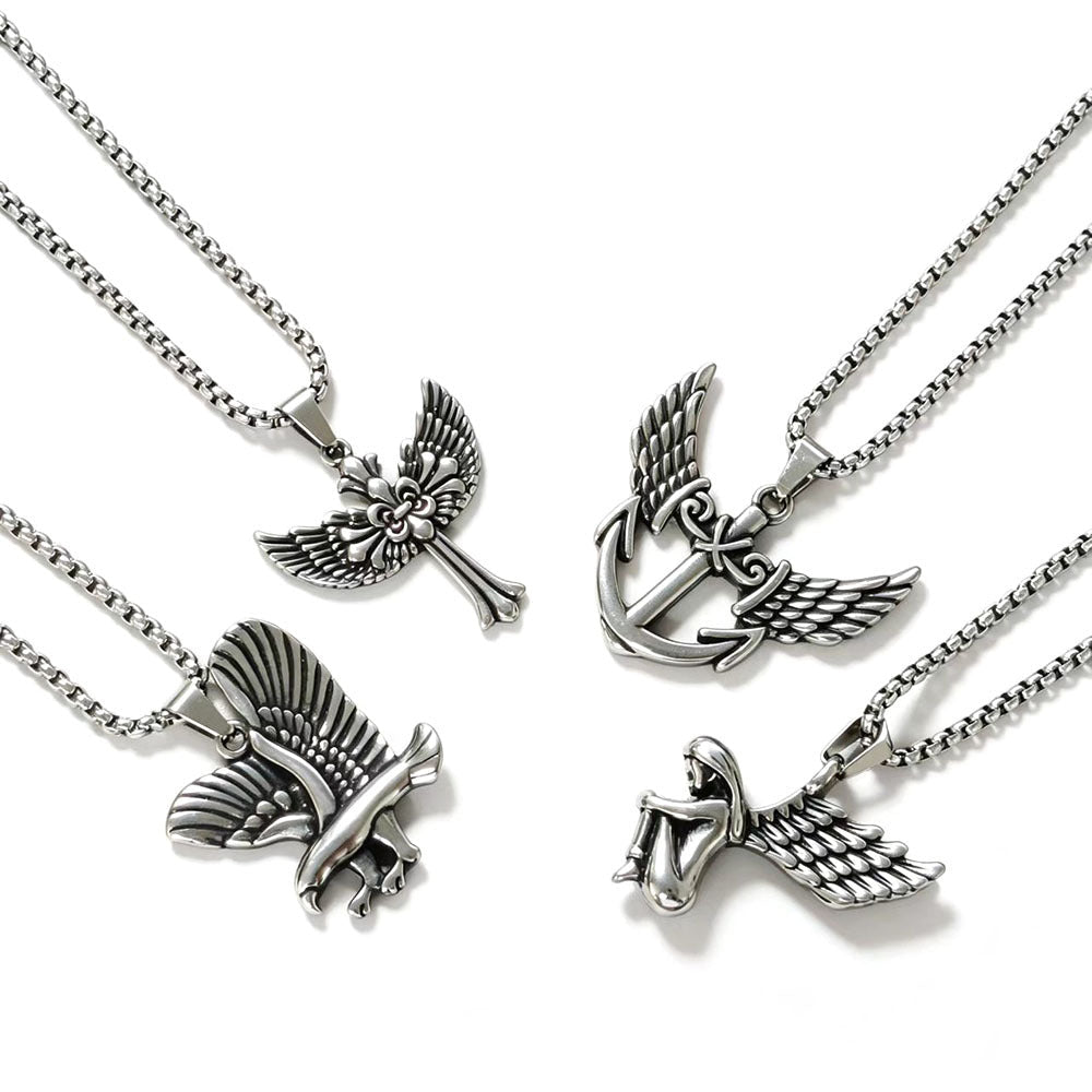 Men's Stainless Steel Wings U-shaped Hip Hop Pendant