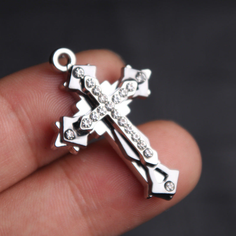 Women's & Men's Cool Diamond Two-color Cross Stitching Alloy Necklaces