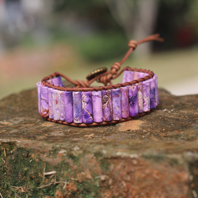 Bohemian Style Natural Stone Lan Di Royal Vintage Hand-woven Bracelet