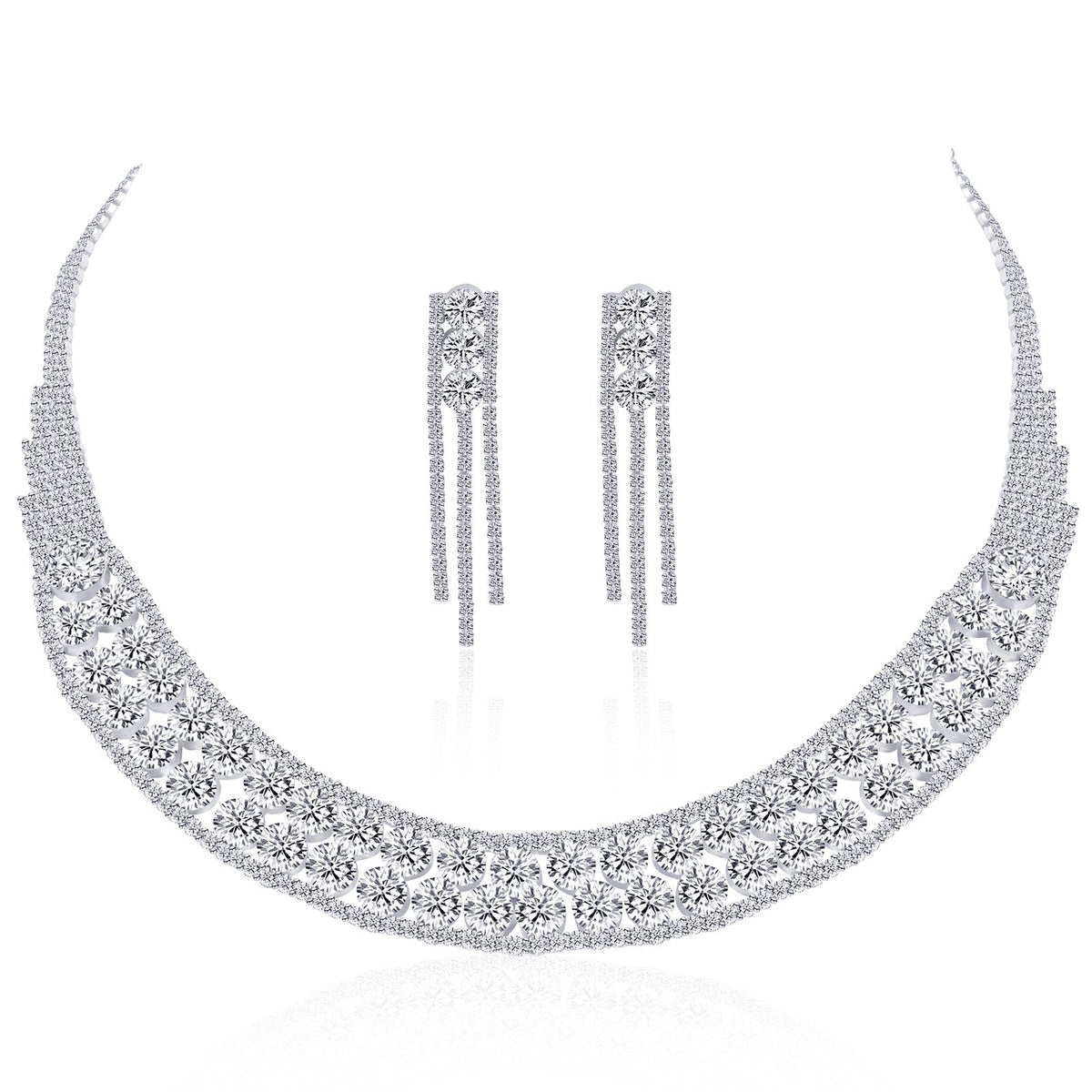 Luxury Super Flash Rhinestone Suite Bridal Jewelry Set