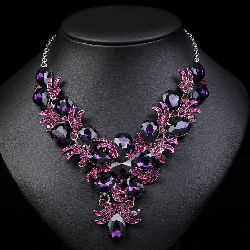 Bridal Female Wedding Suit Diamond Alloy Necklaces