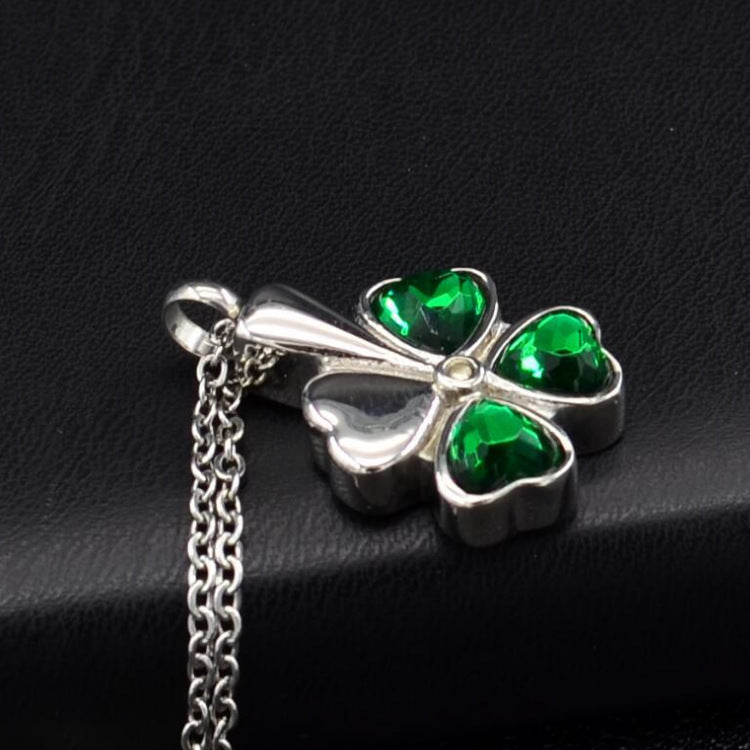 Relatives Pet Remains Hair Cinerary Casket Personality Lucky Four-leaf Necklaces