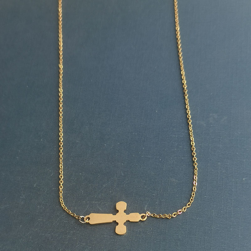 Retro Classic Mirror Stainless Steel Cross Shelf Pendant