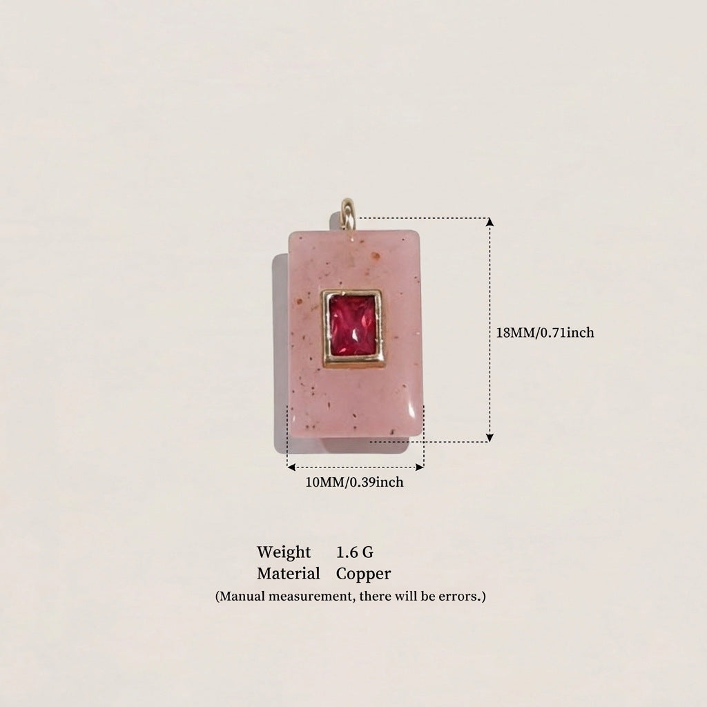 Birthstone Zircon Round Square Glass Gold Pendant