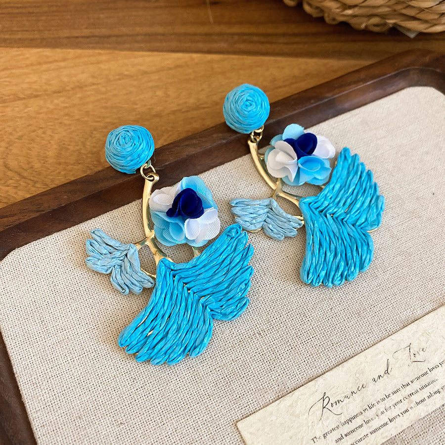 Summer Super Fairy Vacation Style Blue Flower Tassel Fashion Elegant Rings