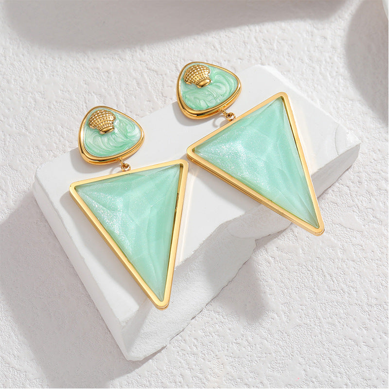 Women's Steel Gold Geometric Triangle Light Luxury High-grade Earrings