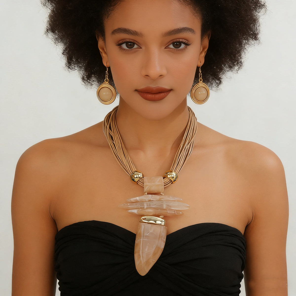Elegant New Resin Horn Suite Exaggerated Earrings
