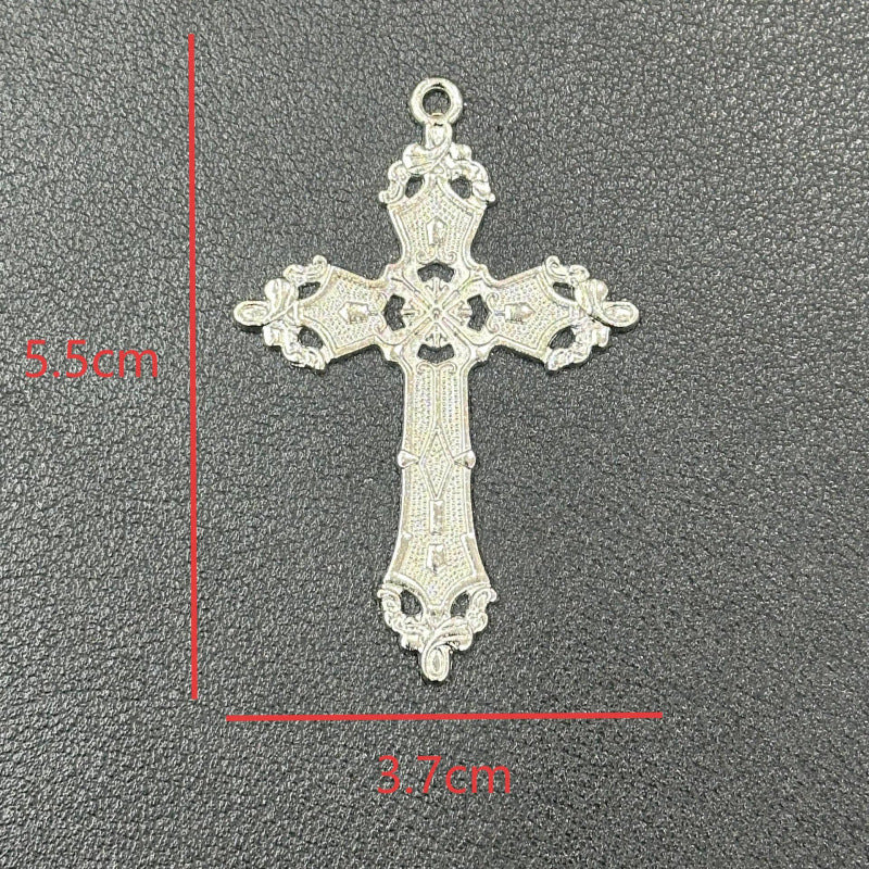 Men's Retro Antique Sier Ancient Rattan Pattern Cross Clothing Pendant