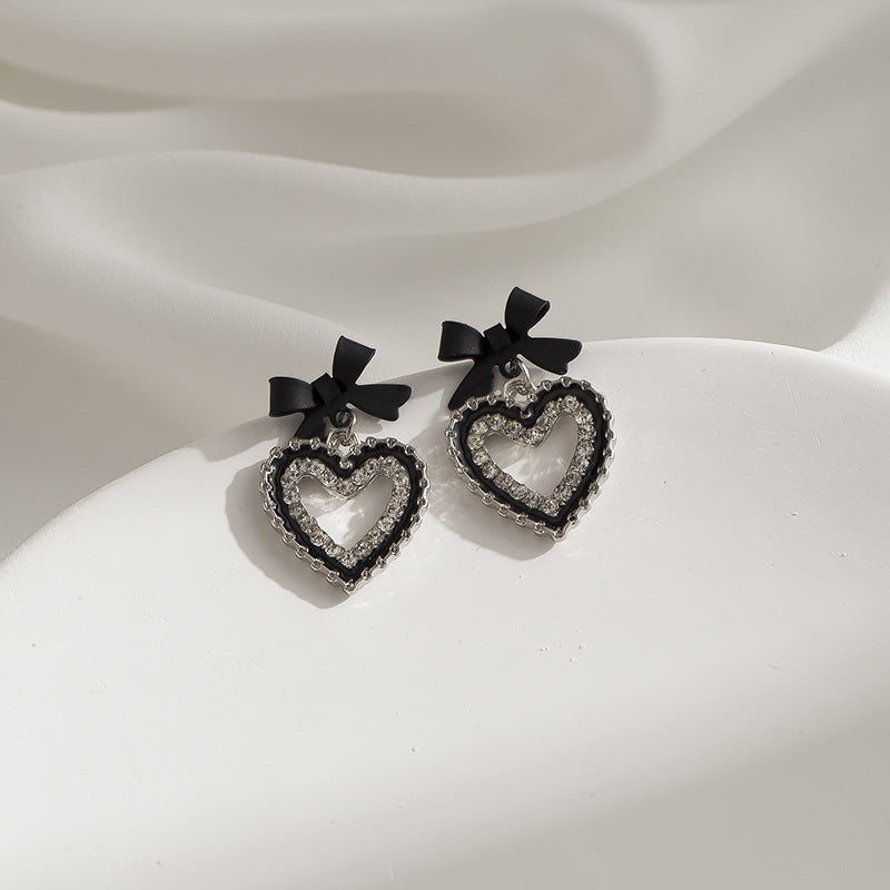 Elegant Black Bow High-grade Sense Temperament Entry Earrings