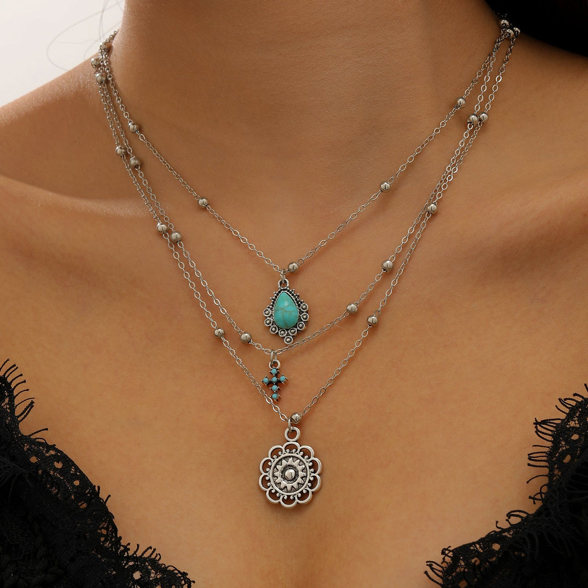 Western Denim Female Style Retro Boots Jewelry Set