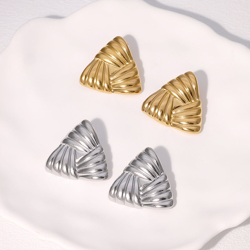 Titanium Steel Ear Retro Temperamental Minority Triangle High-grade Stud Earrings