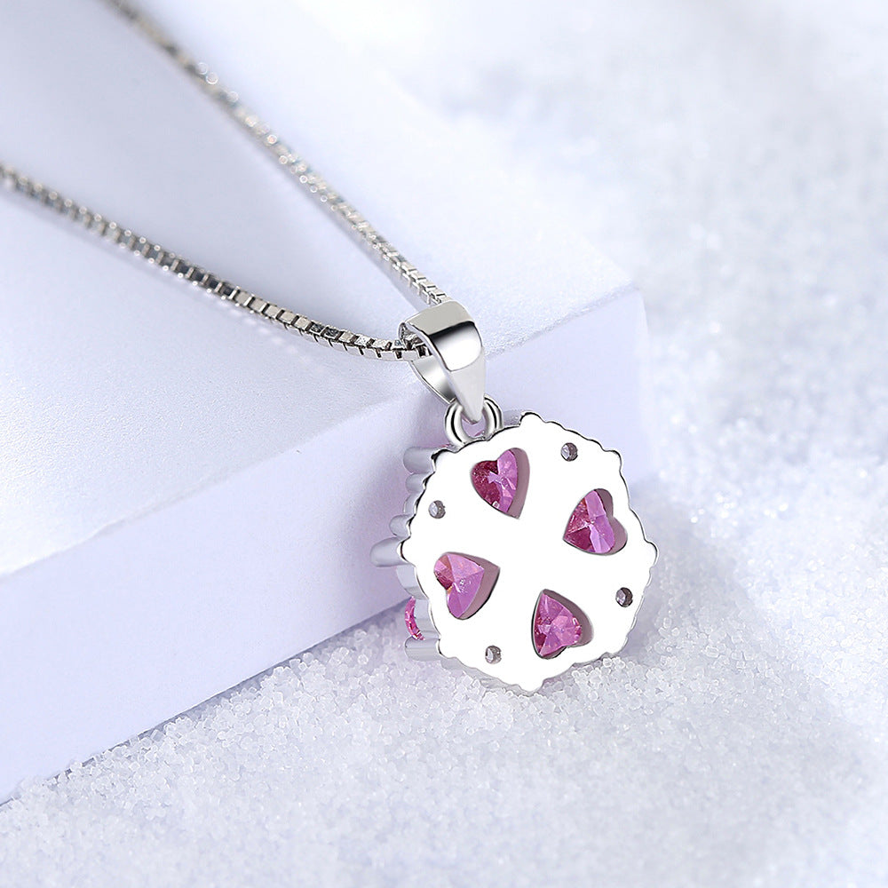Women's Korean Fashion Elegant Zircon Lucky Heart Pendant