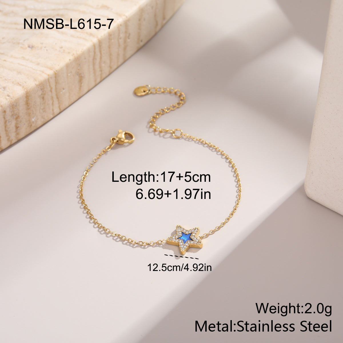 Women's Pentagram Zircon Design Simple Graceful Bracelets