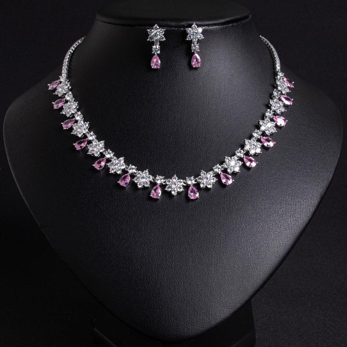 Colored Gems Bridal Zircon Inlaid Two-piece Jewelry Set