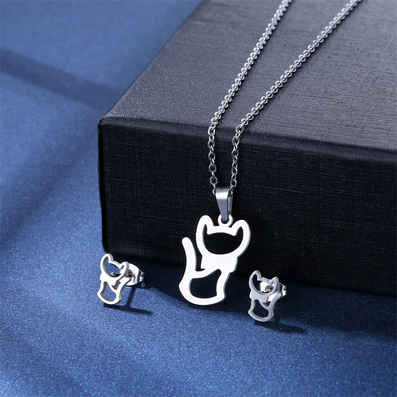 Women's Stainless Steel Suite Fashion Geometry Pattern Animal Love Jewelry Set