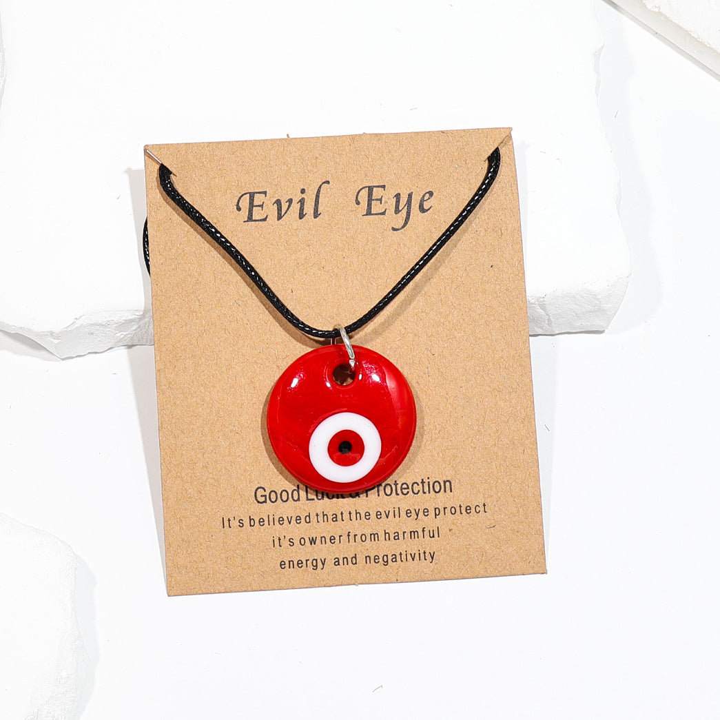 Vintage Blue Glass Devil's Eye Round Necklaces