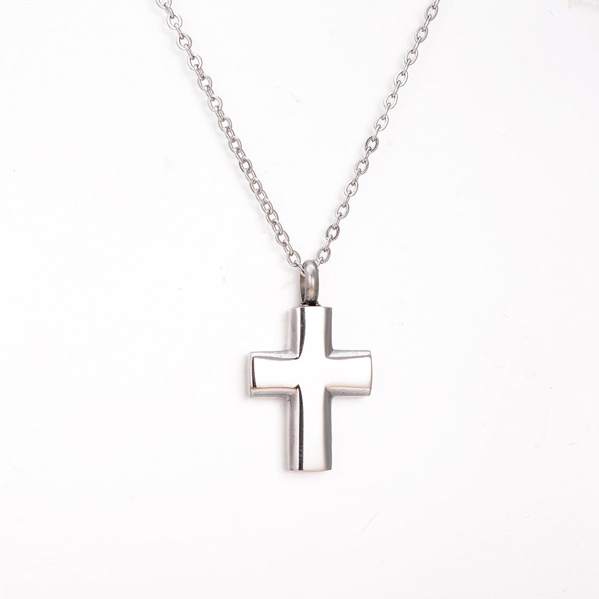 Steel Cross Shelf Open Perfume Bottle Pendant