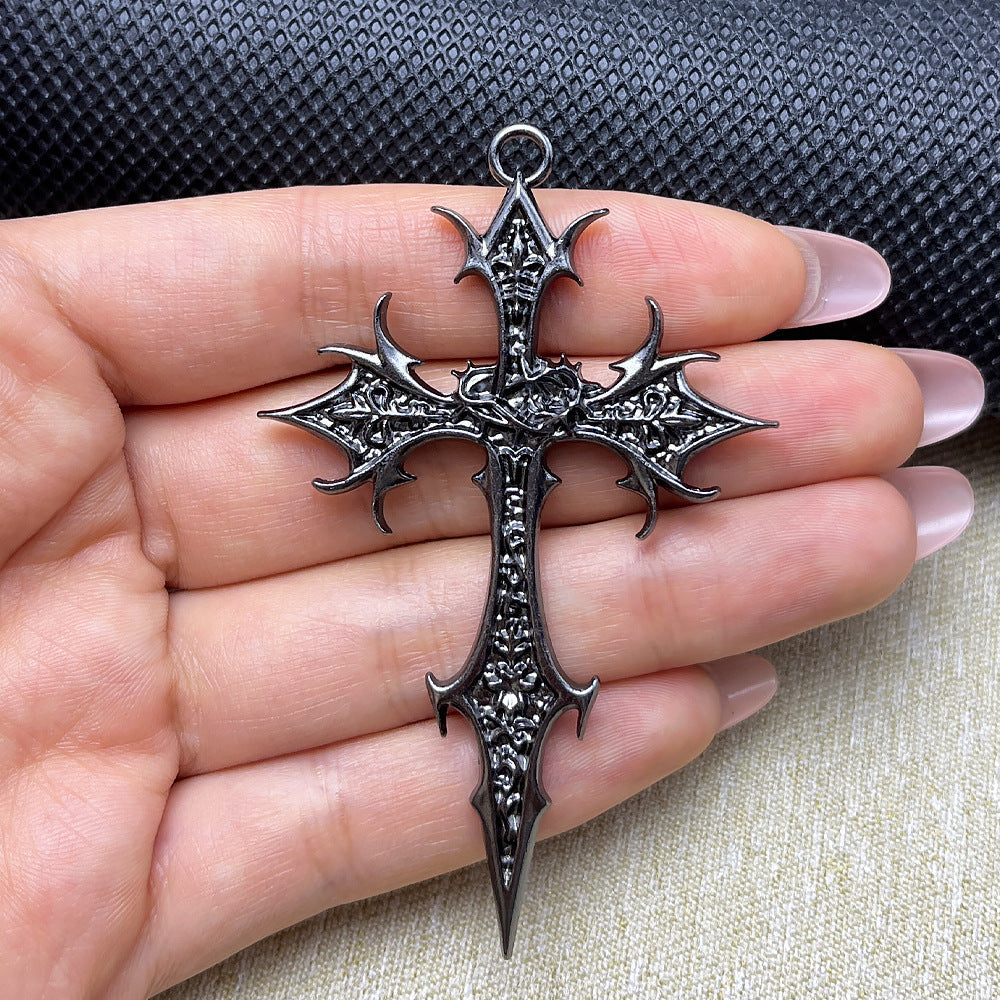 Gothic Cross Ethnic Pattern Alloy Sweater Chain Pendants