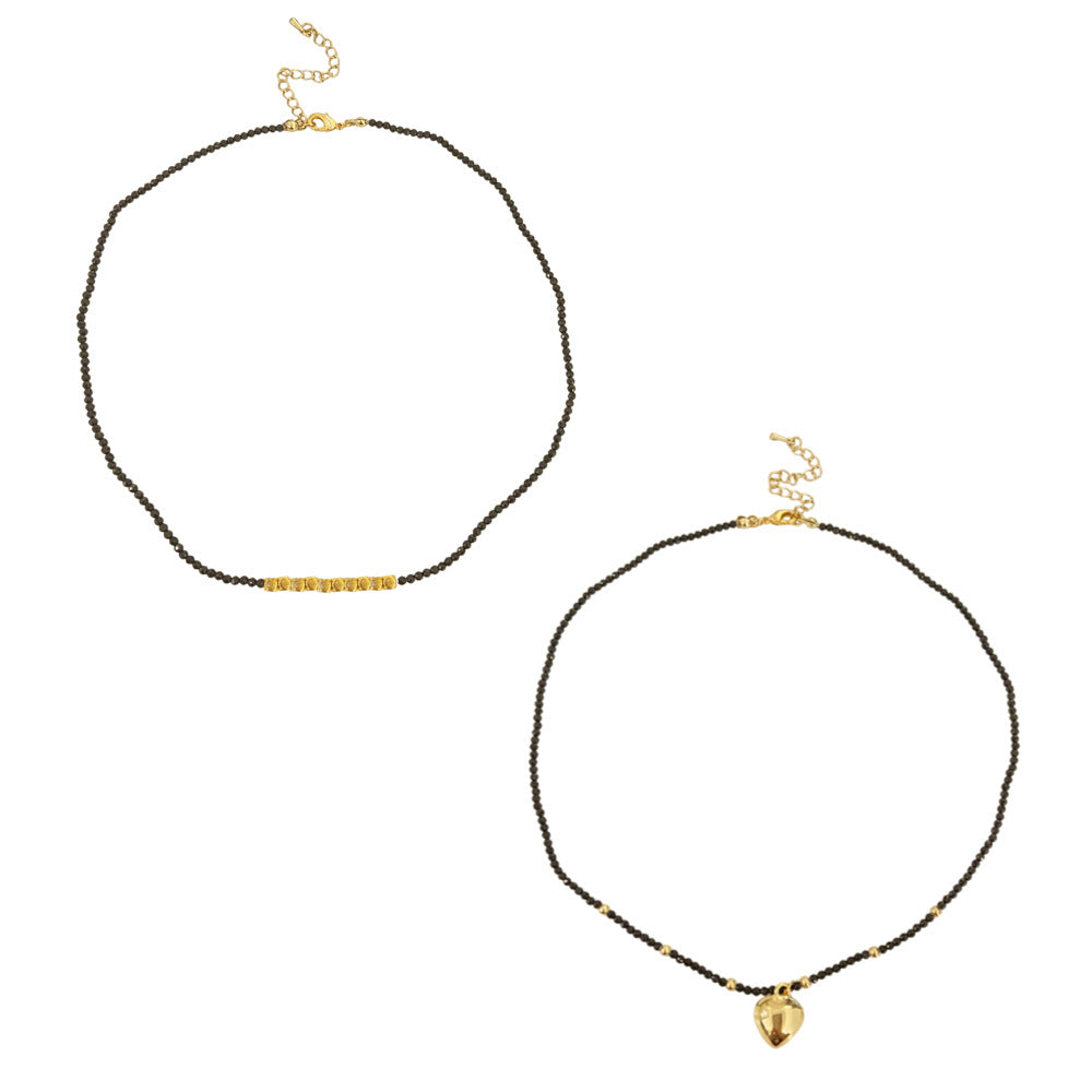 Black Pointed Crystal Clavicle Chain Love National Style High-grade Collar Pendants