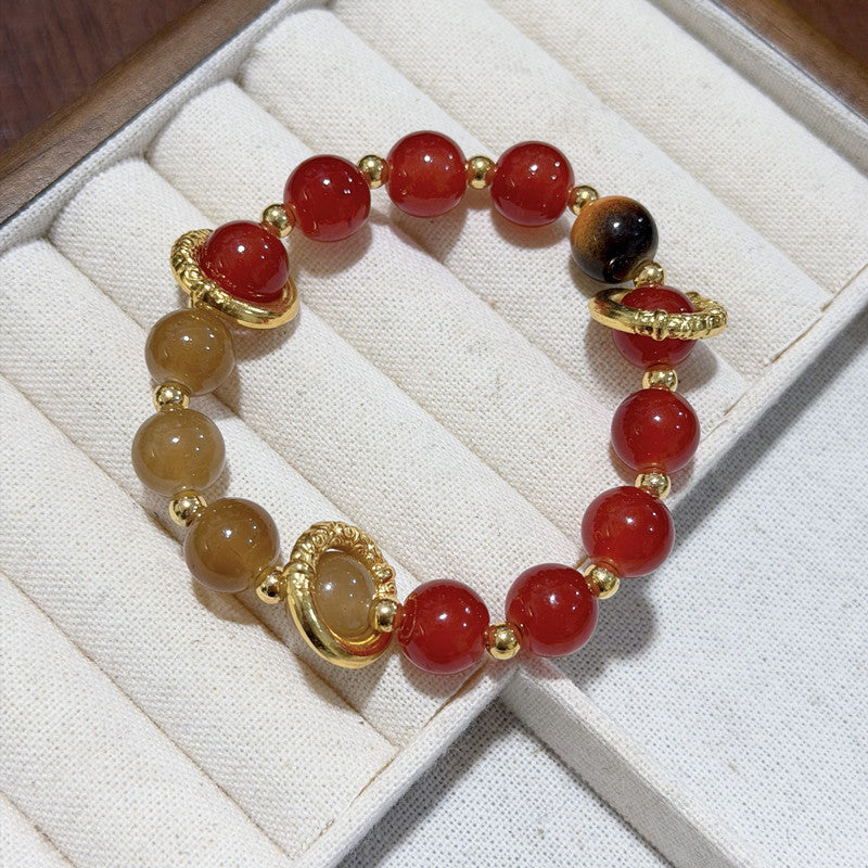 National Fashion Lucky Fortune Pony Life Niche Retro Couple Cinnabar Bracelet