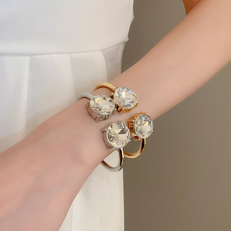 Metallic Striped Geometric Cross Flowers Openings Niche Exaggerated High Bracelet
