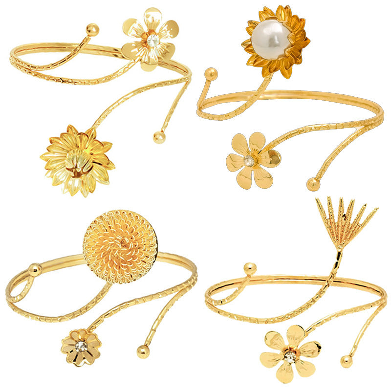 Fashion Butterfly Exaggerated Metal Flower Armband Bracelets