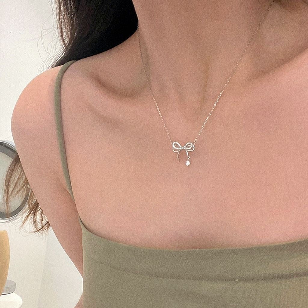 Bowknot Clavicle Chain Female Summer Light Luxury High Sense Temperament Necklace