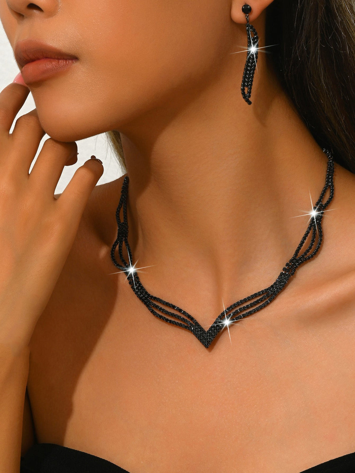 Bridal Three-piece Diamond Claw Chain Supply Jewelry Set
