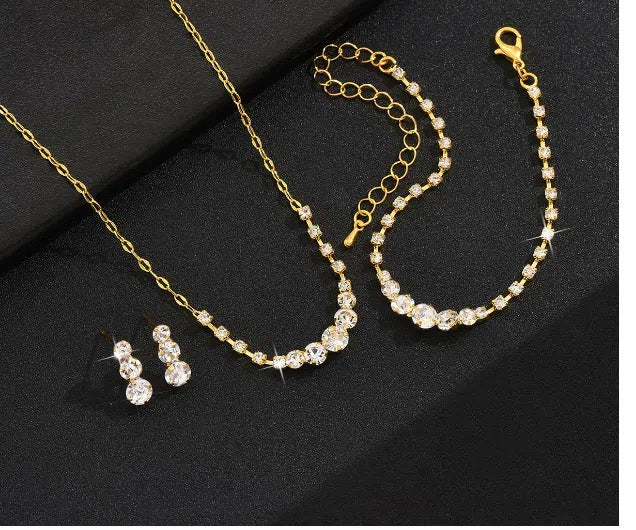 Metal Claw Chain Rhinestone Wedding Bridal Eardrop Jewelry Set