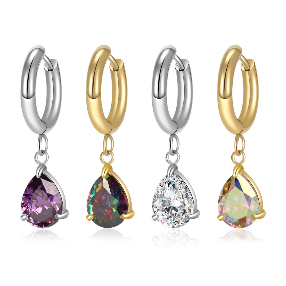 Titanium Steel Zircon Coil Small Ear Earrings