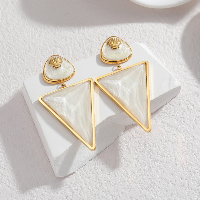 Women's Steel Gold Geometric Triangle Light Luxury High-grade Earrings