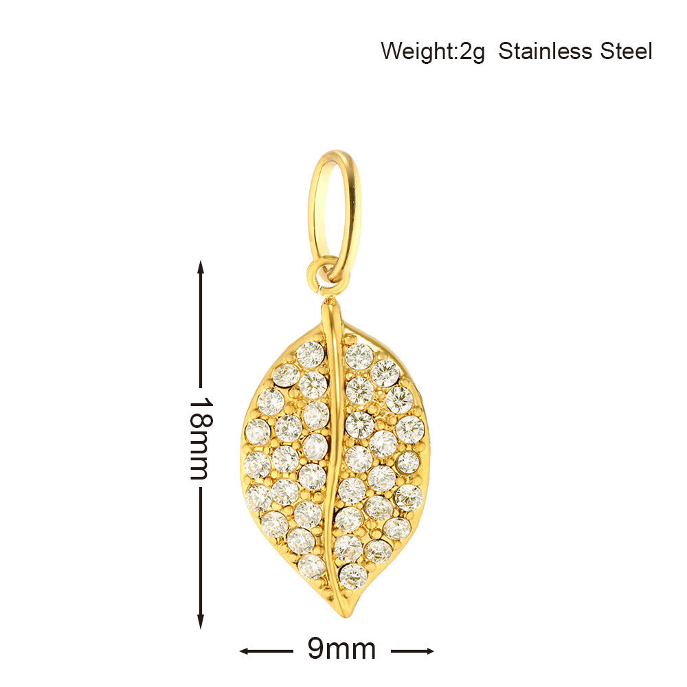 Inlaid Zircon Stainless Steel Gold-plated Cross Pendant