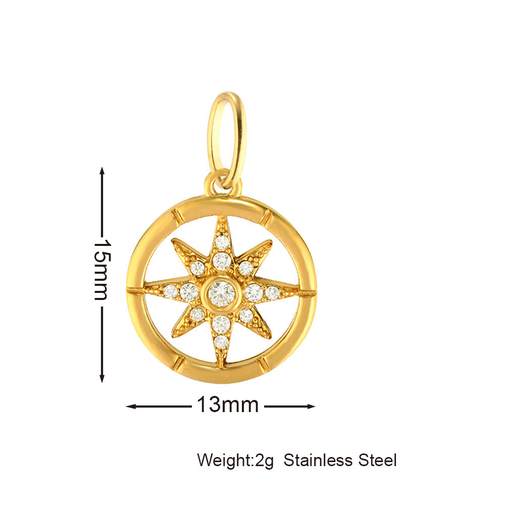 Inlaid Zircon Stainless Steel Gold-plated Cross Pendant