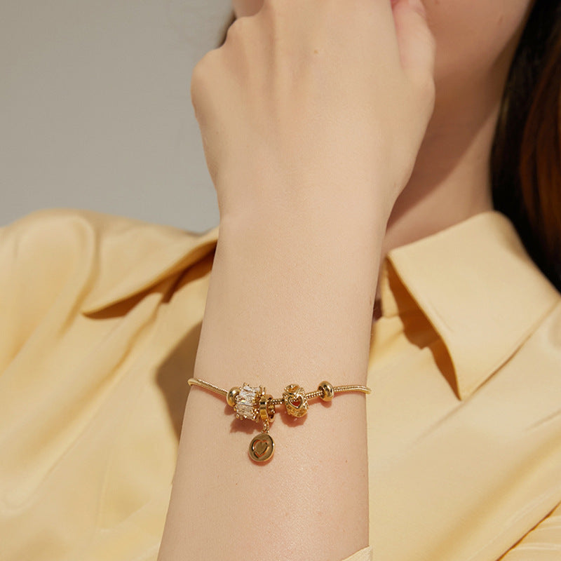 Women's Fashion Diamond Small Waist Heart Simple Bracelets