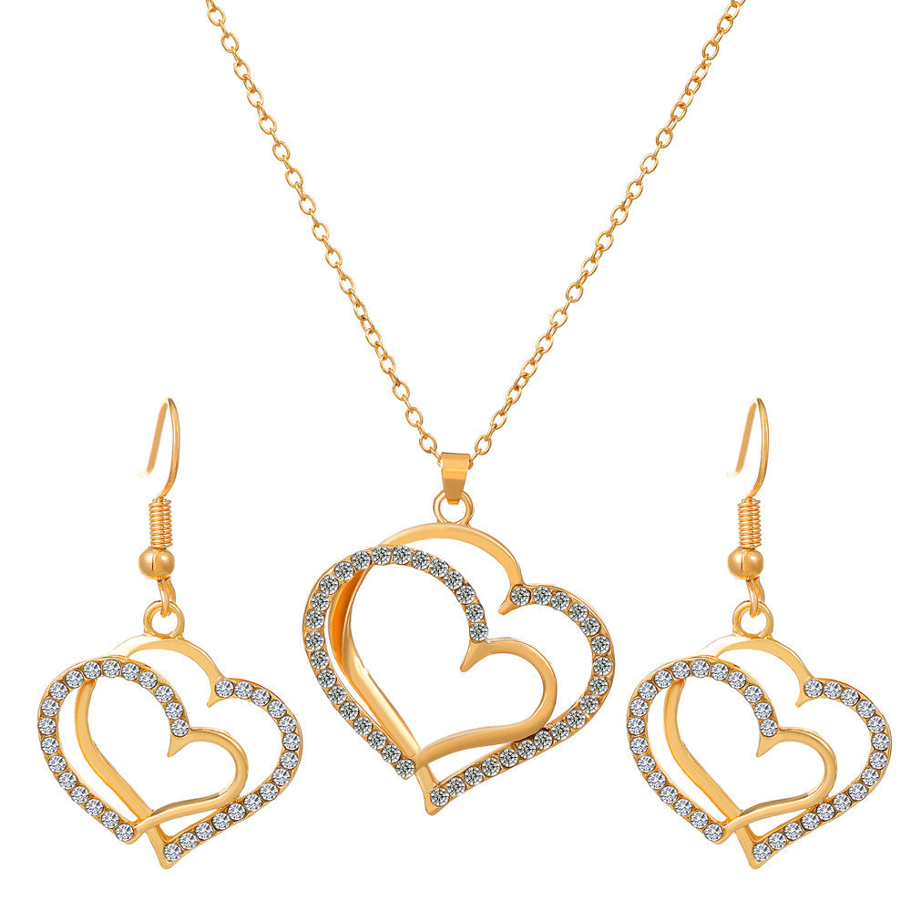Women's Fashion Personalized Alloy Diamond Studded Hollow Jewelry Set