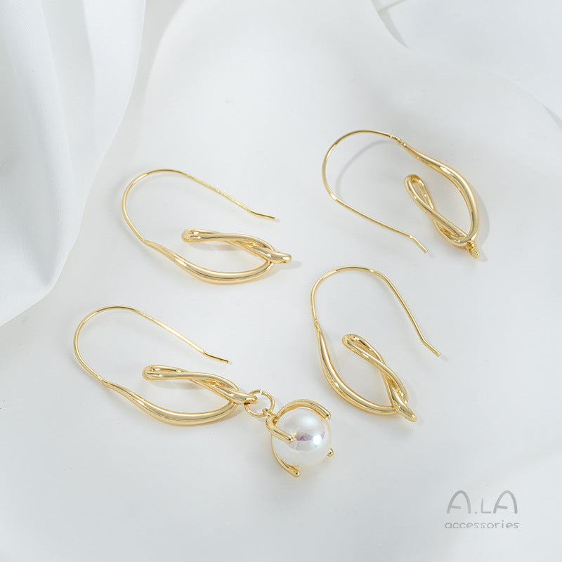 Gold-plated Color Retention Branches Ear Hook Stamen Earrings