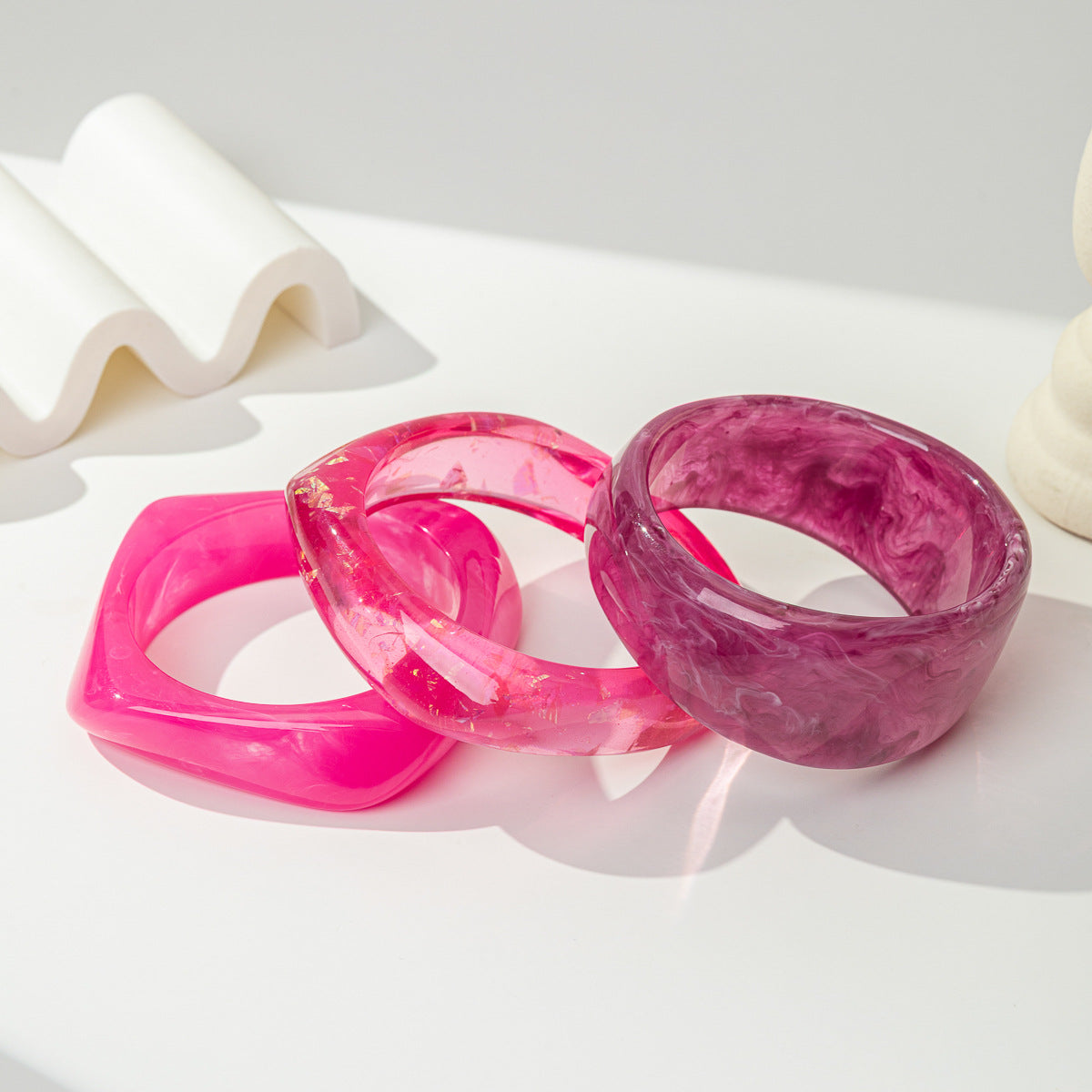 Geometric Square Irregular Translucent Resin Female Bracelet