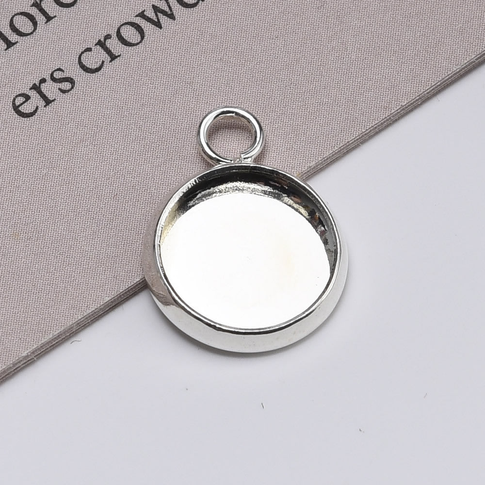 Round Simple Electroplating Time Stone Empty Pendant