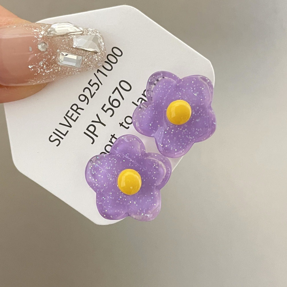 Women's Summer Iti Colorful Flower Ear Clip Sweet Earrings