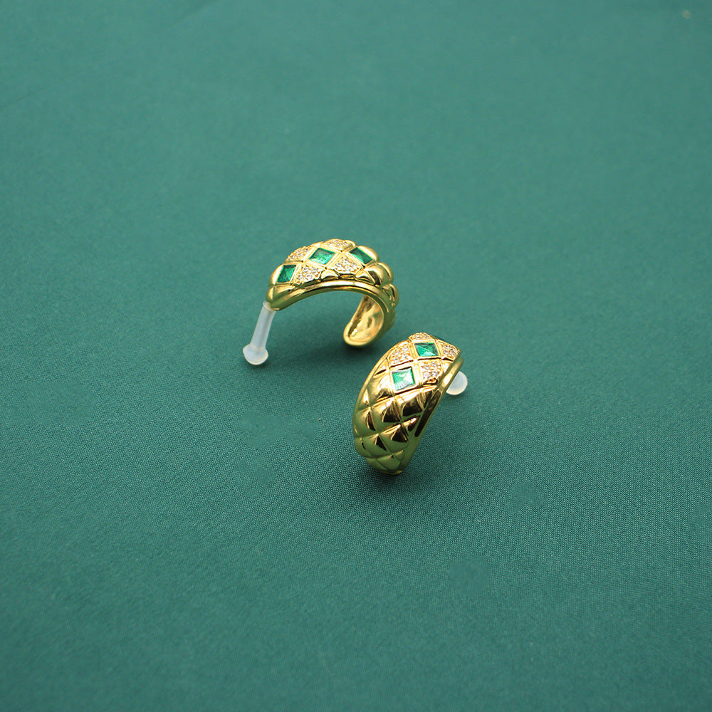 Snake Bones Chain Green Zircon Shaped Copper Plated Gold Light Necklaces