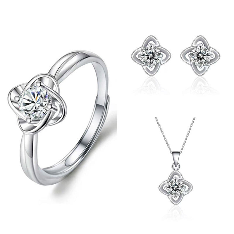 Imitation Moissanite Three-piece Zircon Temperament Ear Earrings