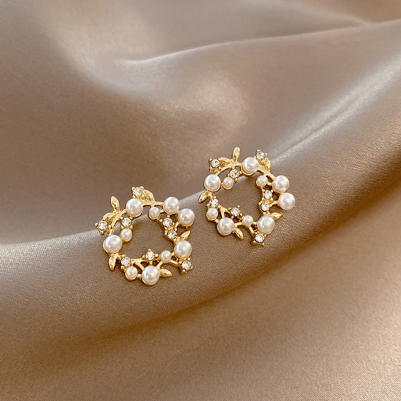 Style Flower Pearl Female Personality Simple Trendy Summer Mori Earrings