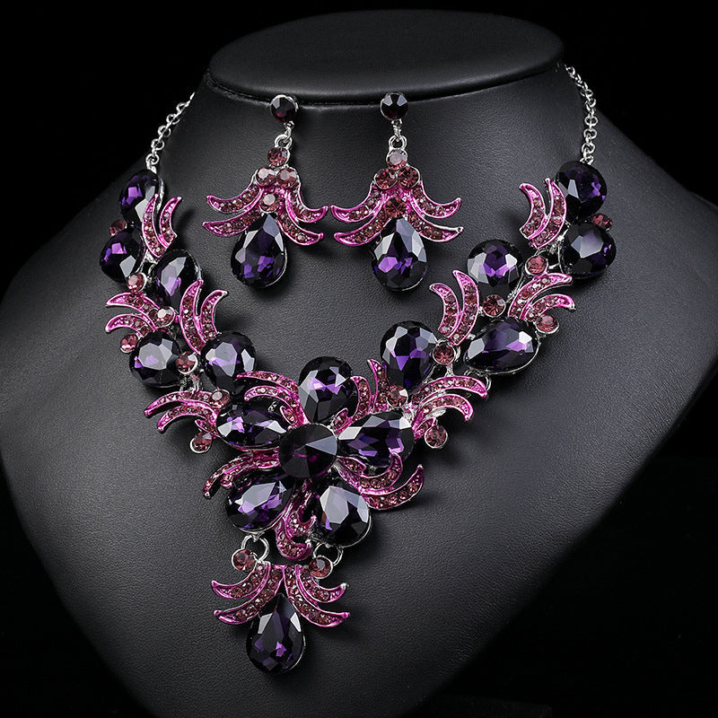 Bridal Female Wedding Suit Diamond Alloy Necklaces