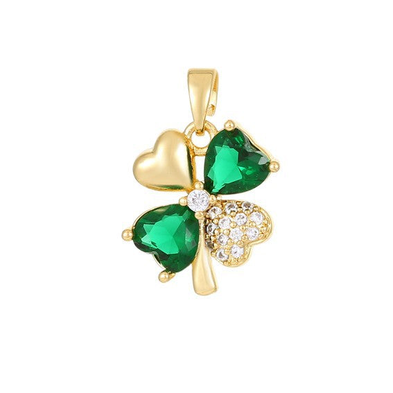 Inlaid Zircon Christmas Tree Clover Love Handmade Pendant