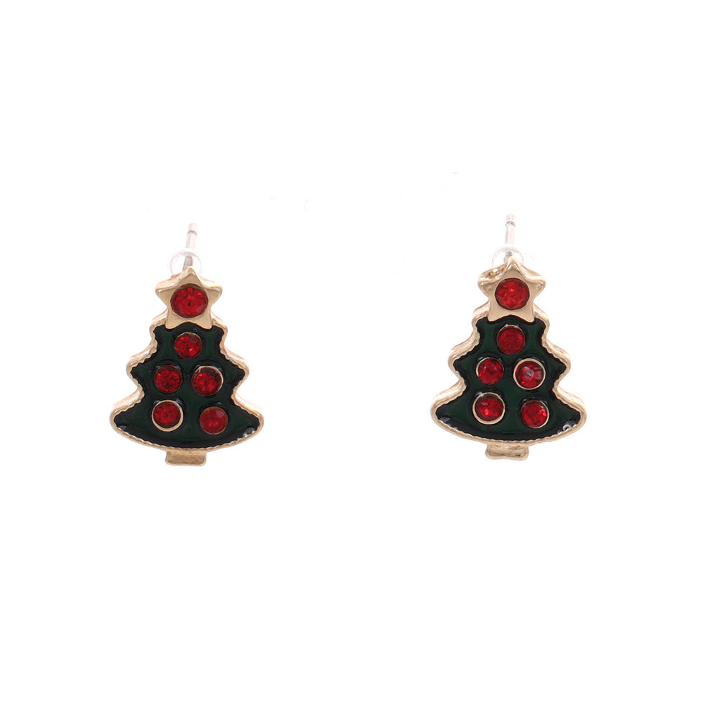 Fashion Christmas Tree Elk Snowflake Crutch Ear Festive Alloy Dripping Stud Earrings