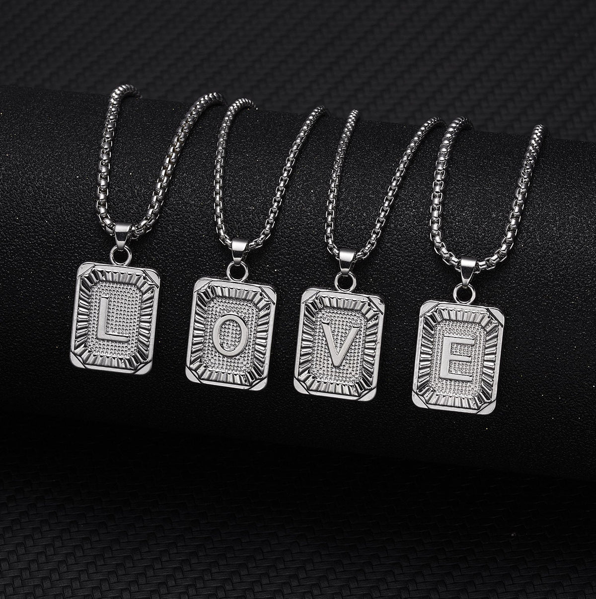 P Square Plate Clavicle Chain Neck Sier Pendants