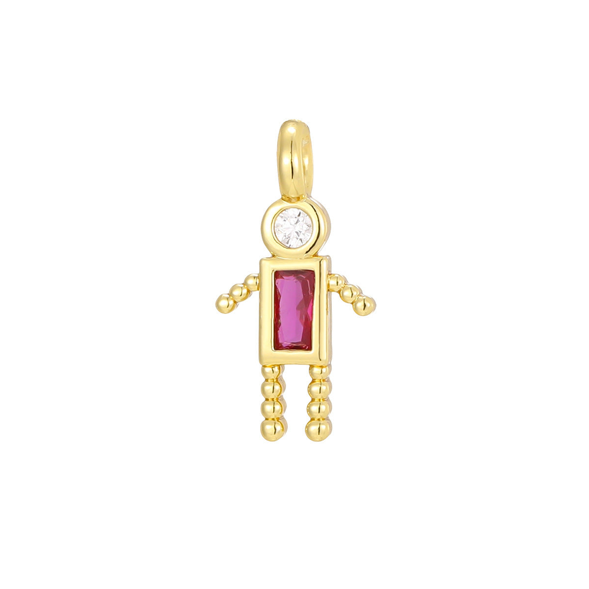 Boys Color Birthstone Gold Micro Inlaid Pendants