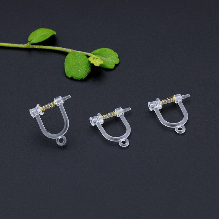 Handmade Change Transparent Resin Pearls U-shaped Ear Clip
