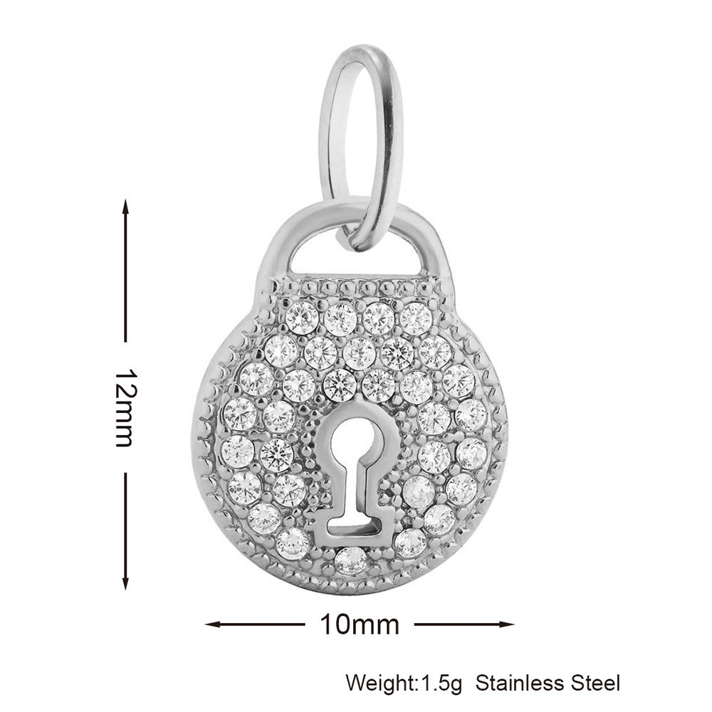Inlaid Zircon Stainless Steel Gold-plated Cross Pendant