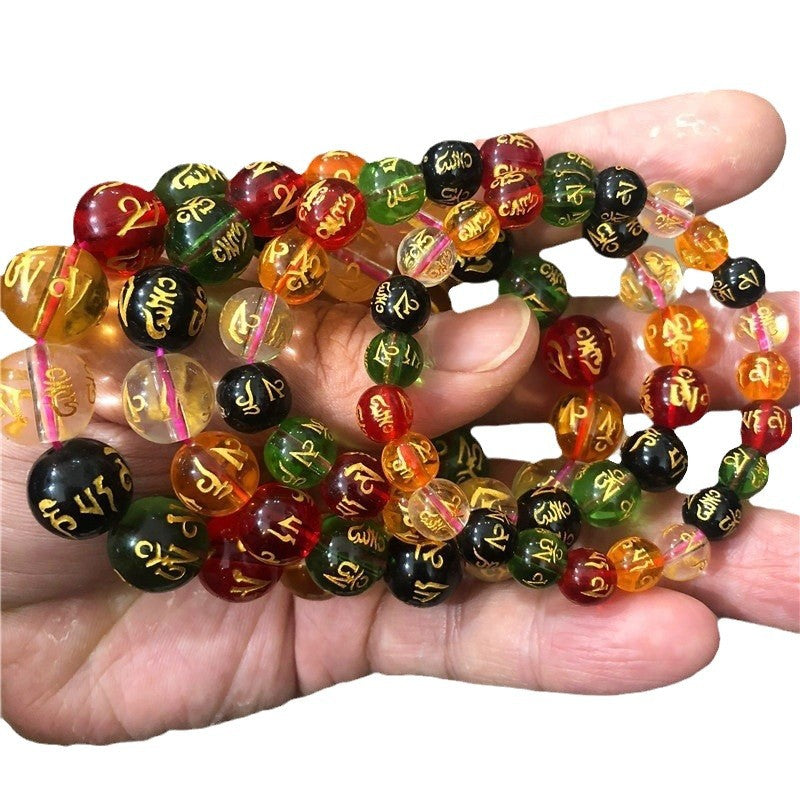 Motto Five Elements Crystal Prayer Beads Live Stall Scenic Spot Bracelet